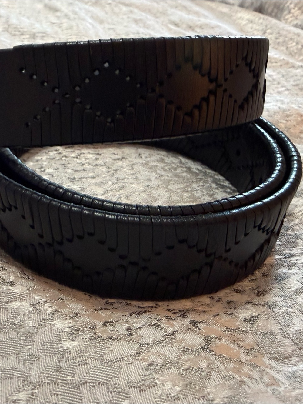 Cole Haan Black Embossed Pattern Leather Belt
